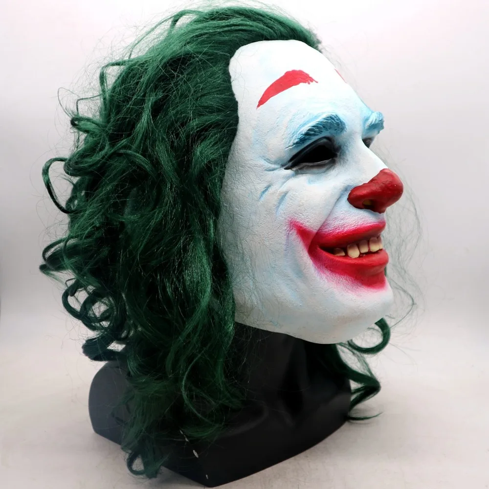Джокер происхождения фильм ужас страшный Клоун Маска с зелеными волосами косплей Хоакин Феникс Артур Флек Хэллоуин вечерние украшения