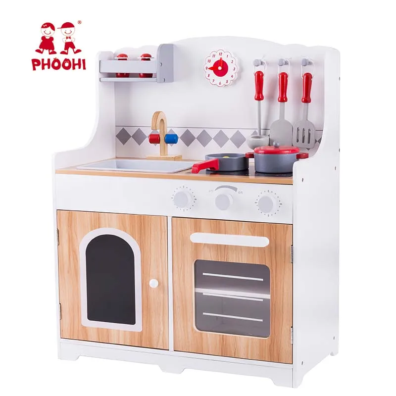 

Toddler Woode Kitchen Set Toy Kids Pretend Role Play Cooking Stove Toy With Accessories PHOOHI