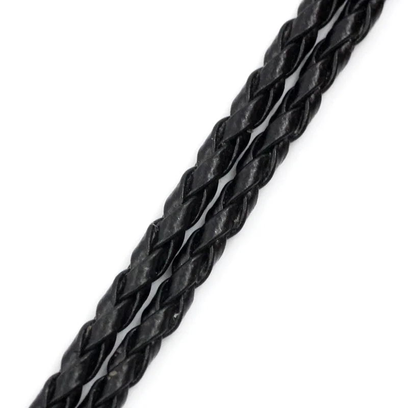 Doreen Box прекрасный плетение кожаный шнур ювелирных изделий Черный 3 мм диаметр, 10 м(B23189