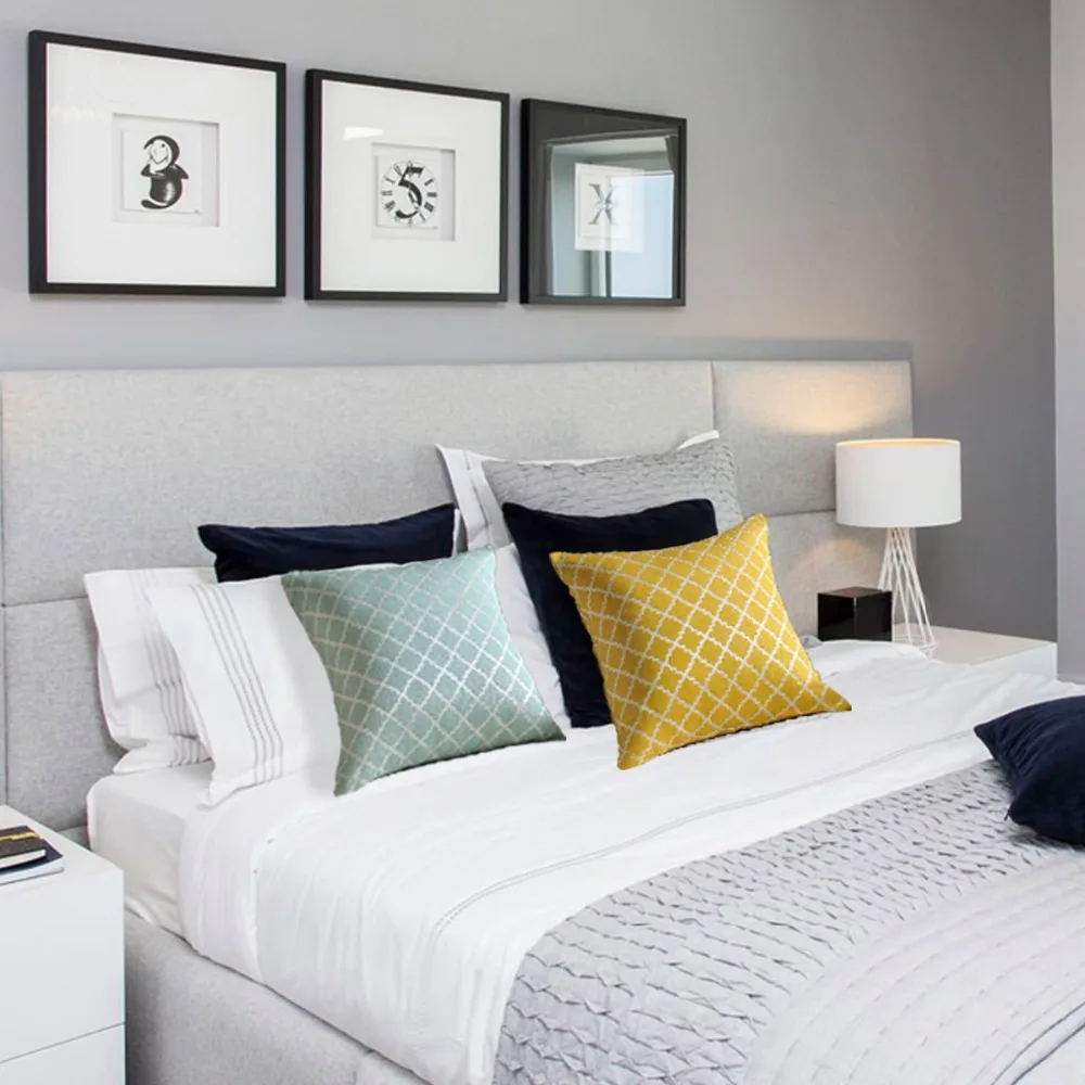 bedroom throw pillows yellow