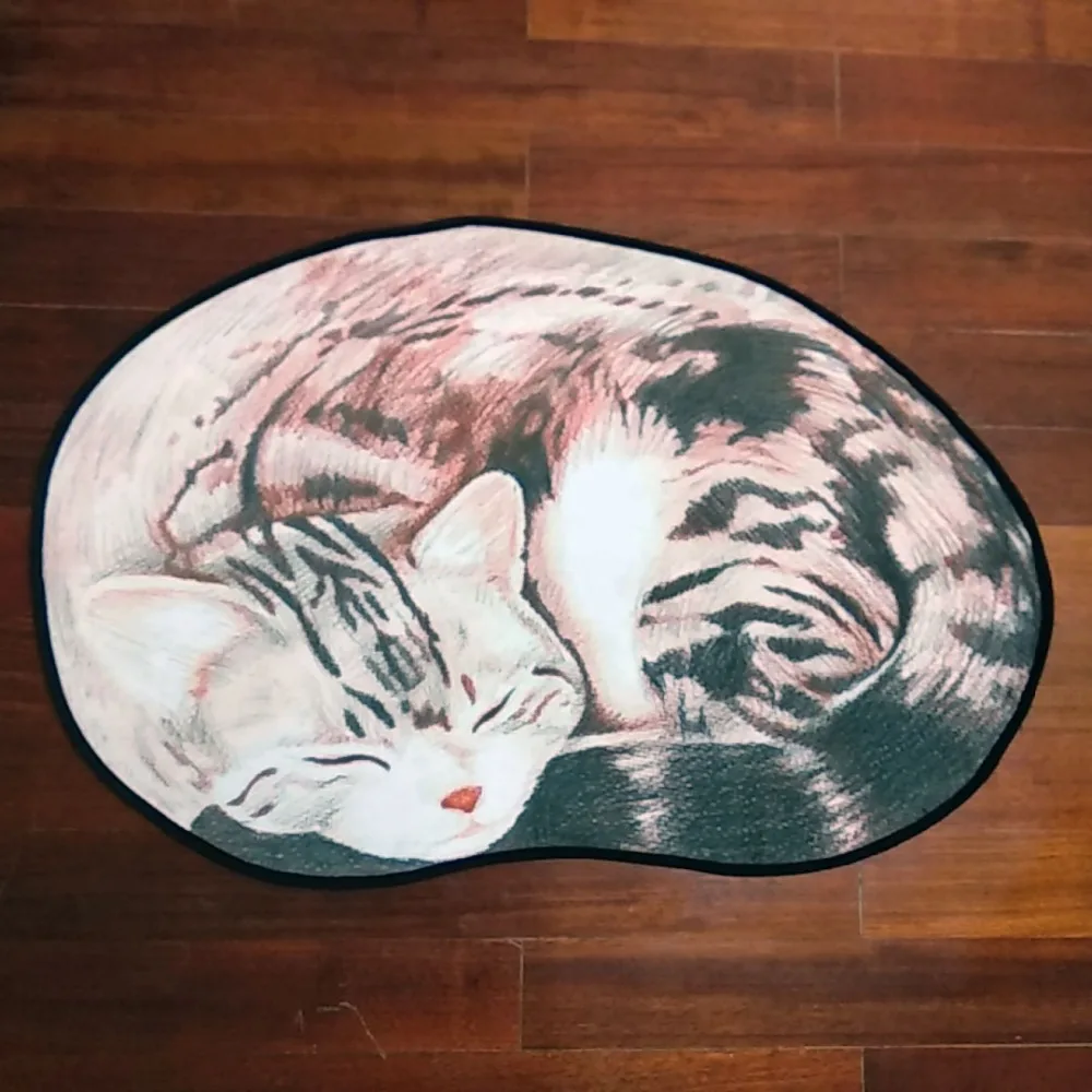 Cute 3d printed pet rug cat oval area rug for living room small carpet