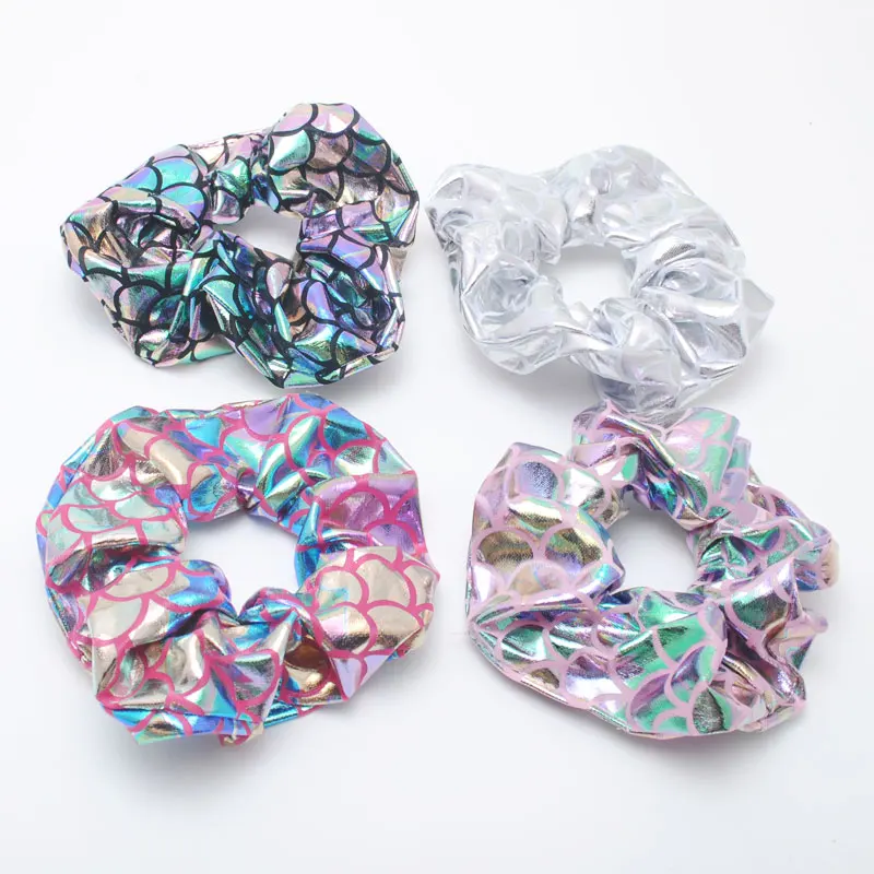 Hair Scrunchies 6Pieces Glitter Bling Metalic Large Hair Scrunchies Women Dancing Bun Hair Ties Holder Ropes For Women Accessories