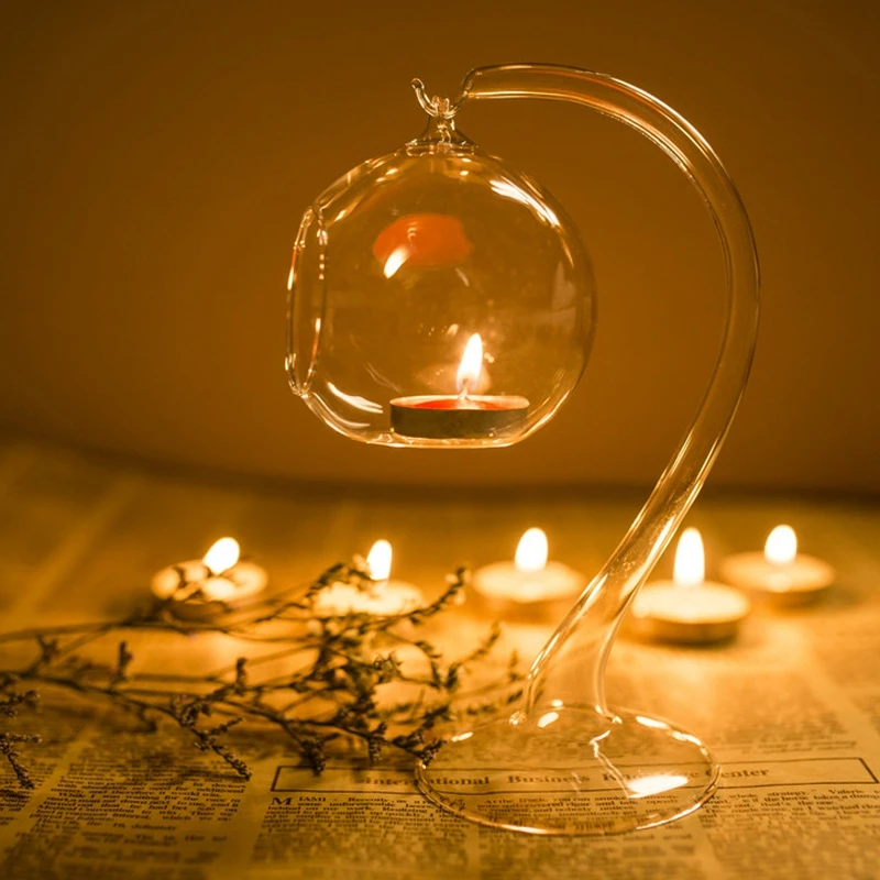 

Hanging Wedding Decor Glass Tubular Ball Candle Holder Candlestick Light Candle Stand Holder Home Deco Decoration Hot