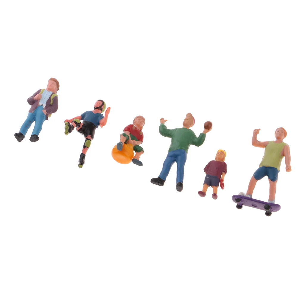 1/87 Painted Player People Figures Model HO OO Scale Layout for Sand Table Decoration