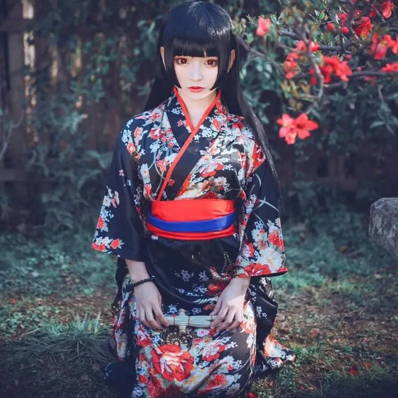 Женское кимоно Jigoku Shoujo Enma Ai униформа юката костюм для косплея| |