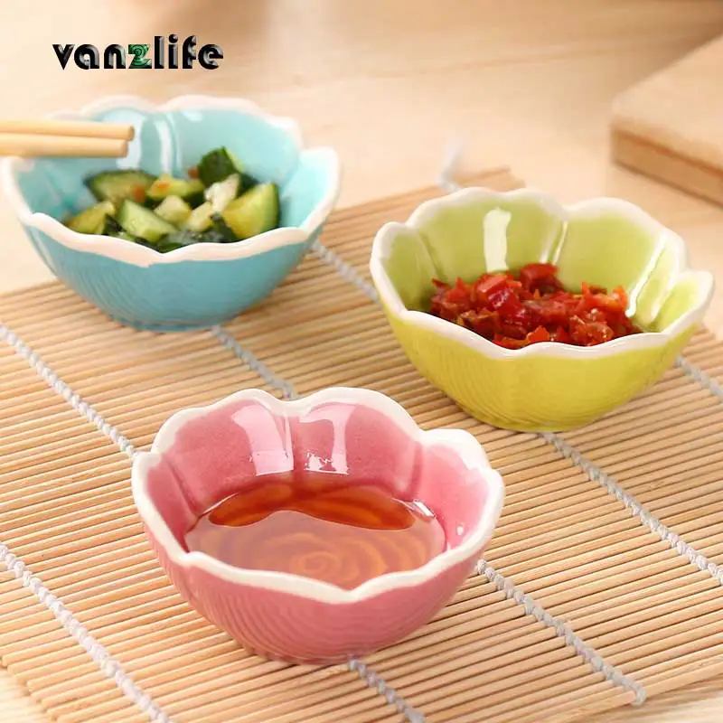 

vanzlife Creative Roses Ceramic Small Plate Ice Cracked Glaze Seasoning Dish Kitchen Soy Sauce Vine Dish