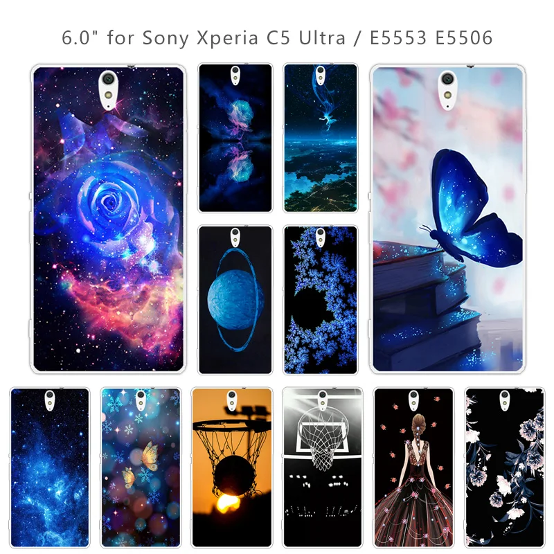 For Sony Xperia C5 Phone Cases Soft Silicone Blue Back Cover 6.0 inch Clear TPU for Ultra / Dual E5533 Coque |
