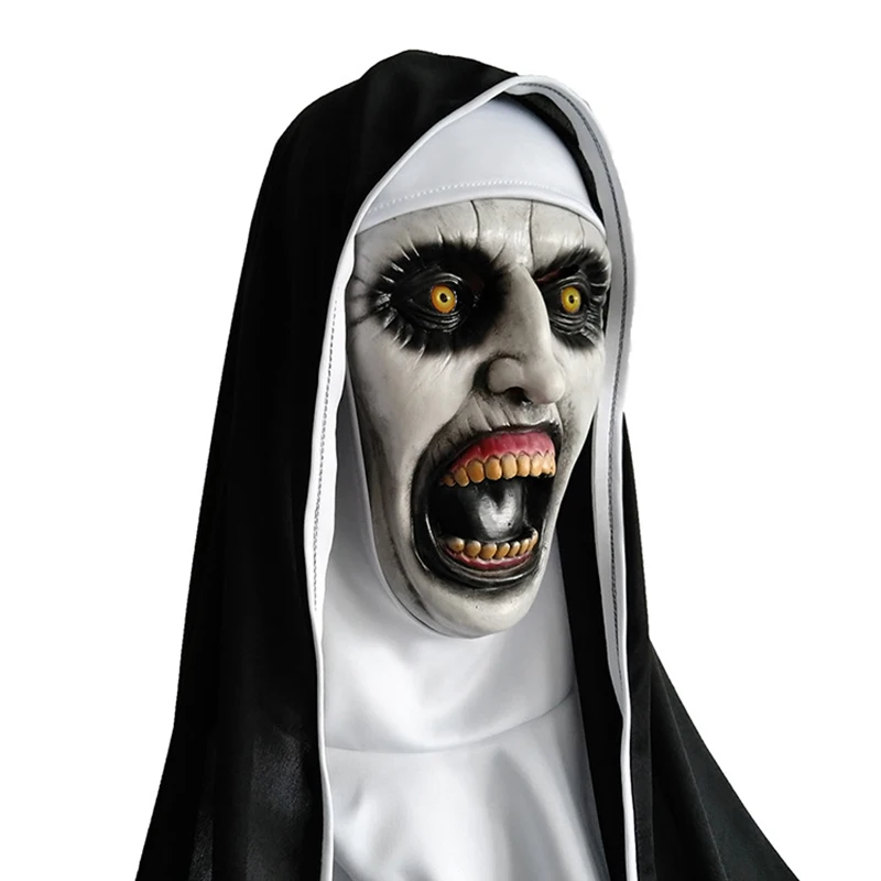 Фильм Nun ужасная Маска Косплей валак страшные латексные маски с шарфом полный шлем для взрослых Хэллоуин вечерние реквизит