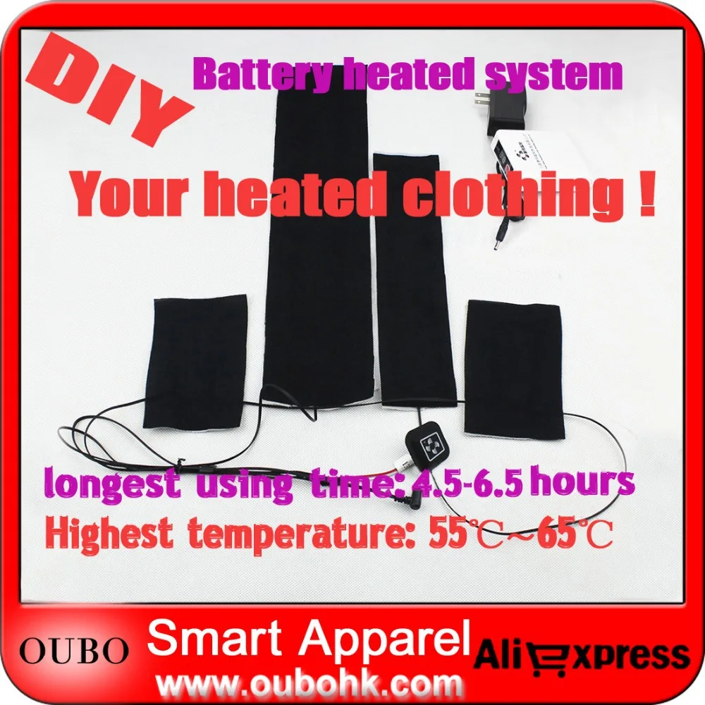 New 4 Heated Pads Carbon Fibre Heating System DIY Heated Clothing Keep