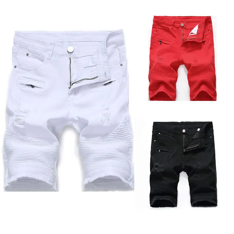 

2019 Summer Top Men Jeans Shorts,3 Color Fashion Designer Short Ripped Jeans For Men Denim Shorts Knee Length