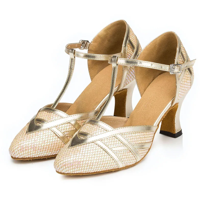 

Woman Latin Ballroom Dance Shoes High Heel 7cm Female Salsa Sandals Modern Tango Dancing Shoes Party Wedding Shoes 1635