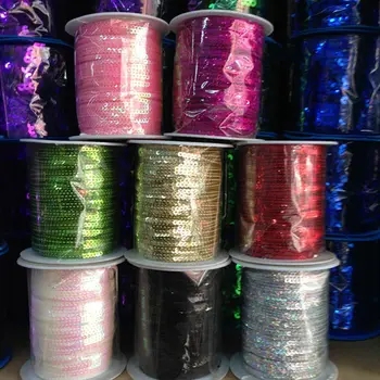 

High-temperature ( 3MM/w 100Yards/pc ) PVC Colorful Spangle Sequins Paillette String Jewelry Cord & Rope Jewelry Findings