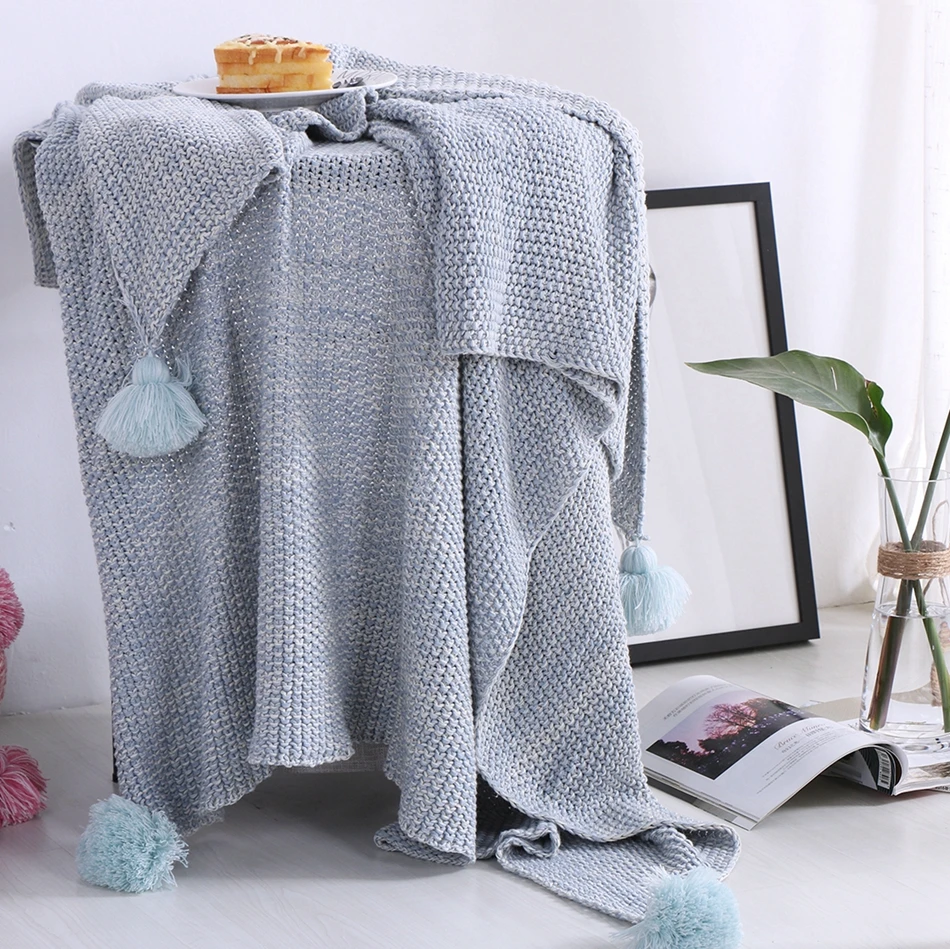 Portable Blanket Solid Bedding Pure Cotton Thin Soft Blanket for Sofa