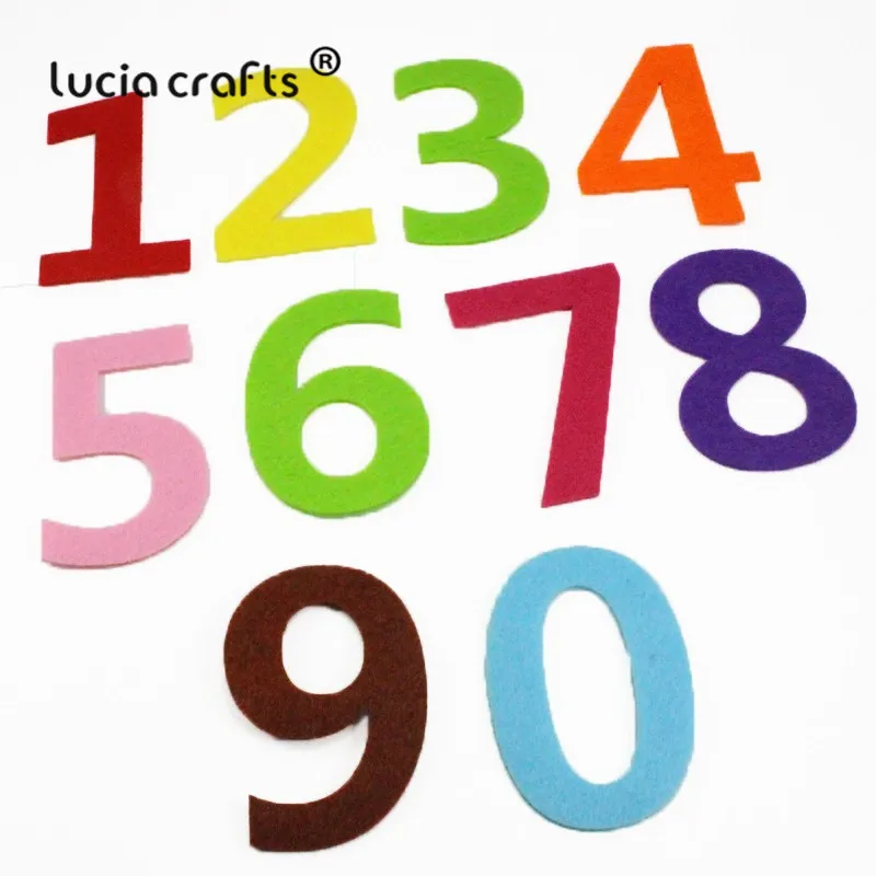 

10pcs/lot Number 0-9 DIY Polyester Felt Fabric For Sewing Craft Felt Fabric For Scrapbooking Mix Non-woven 5.4*8cm B0537