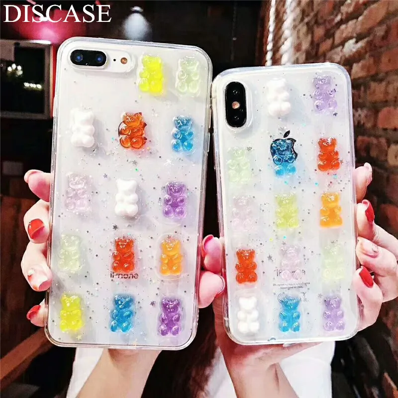 Чехол DIS карамельный кристалл милый медведь чехол для телефона iphone 8 7 6 6s plus X