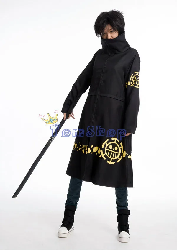 Длинный плащ-Тренч Trafalgar Law на молнии с высоким воротником, 2 года, маскарадный костюм