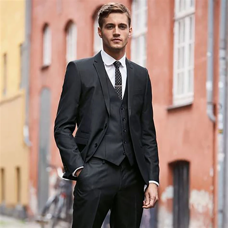 

Luxury Men Wedding Suit Male Blazers Slim Fit Suits For Men 3-Piece Suit Blazer Business Wedding Party Jacket Vest & Pants