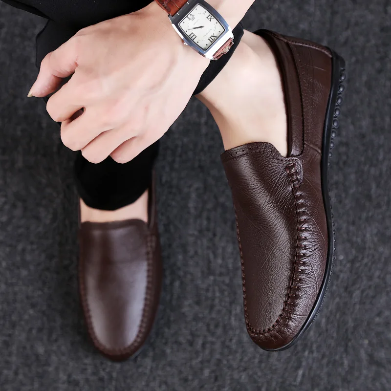 

slip on casual men loafers spring and autumn mens moccasins shoes genuine leather men's flats shoes New 5