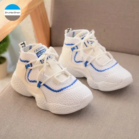 Спортивная обувь для детей 1-5 лет модная обувь высокого качества для мальчиков и девочек мягкая детская повседневная обувь Детские кроссовки для бега - Цвет: Белый