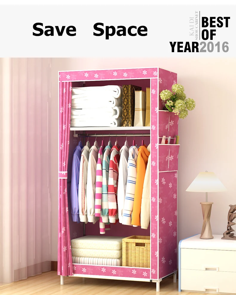 Модный простой стиль одежды шкафы для хранения складной нетканый шкаф маленький шкаф стальная труба Индивидуальный шкаф для спальни
