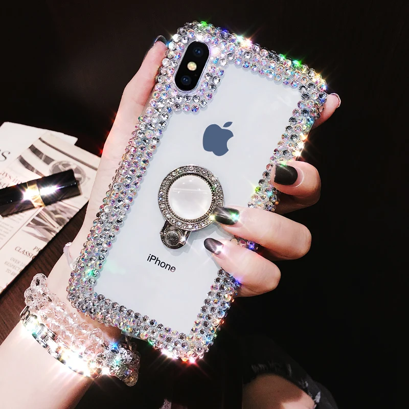 Роскошный алмаз Kickstand чехол для телефона iPhone 7 plus блеск украшенный стразами с
