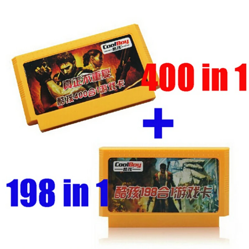 

Hot 2 Pieces No Repeated Game Collection 400 in 1 Game Cartridge + 198 in 1 Game Card For 8 Bit Subor Game Player