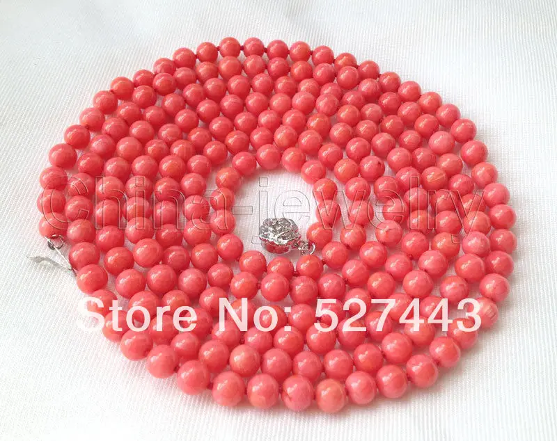 

Wholesale Beautiful 50" 8mm round pink coral necklace