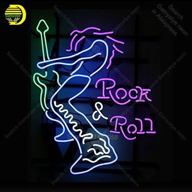 Rock And Roll Guitarist Neon Sign Neon Bulbs sign Handcraft Iconic Sign light Lamps Sign display Music advertise enseigne lumine