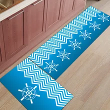 2 шт. кухонные подстилки и коврики Набор Современные волны и руля узор домашний декор Нескользящая зона бегун входной коврик