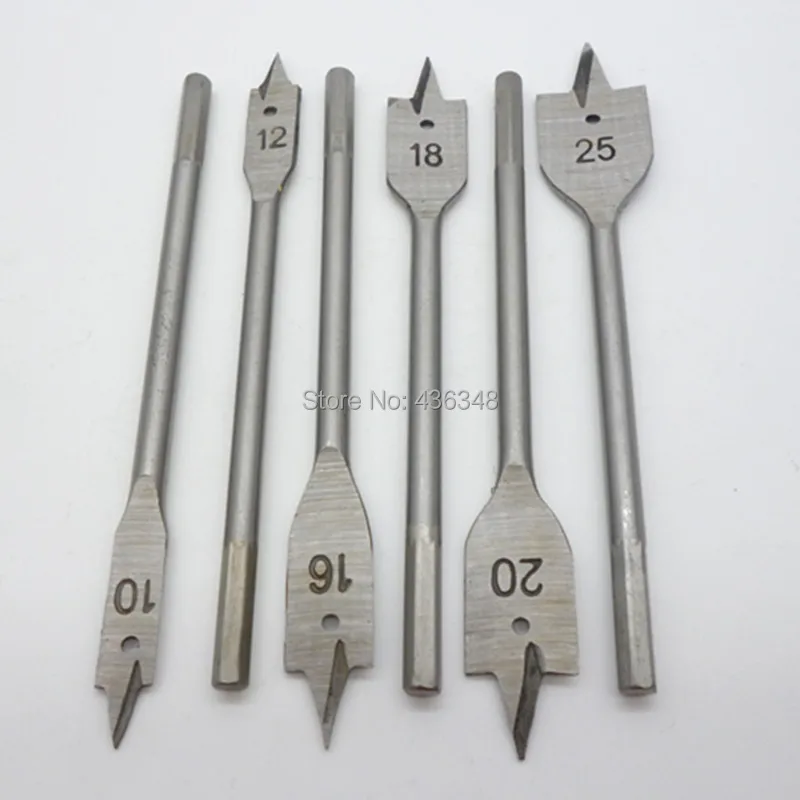 New 6PC Wood Boring Spade Flat Head Metric Drill Bit Set