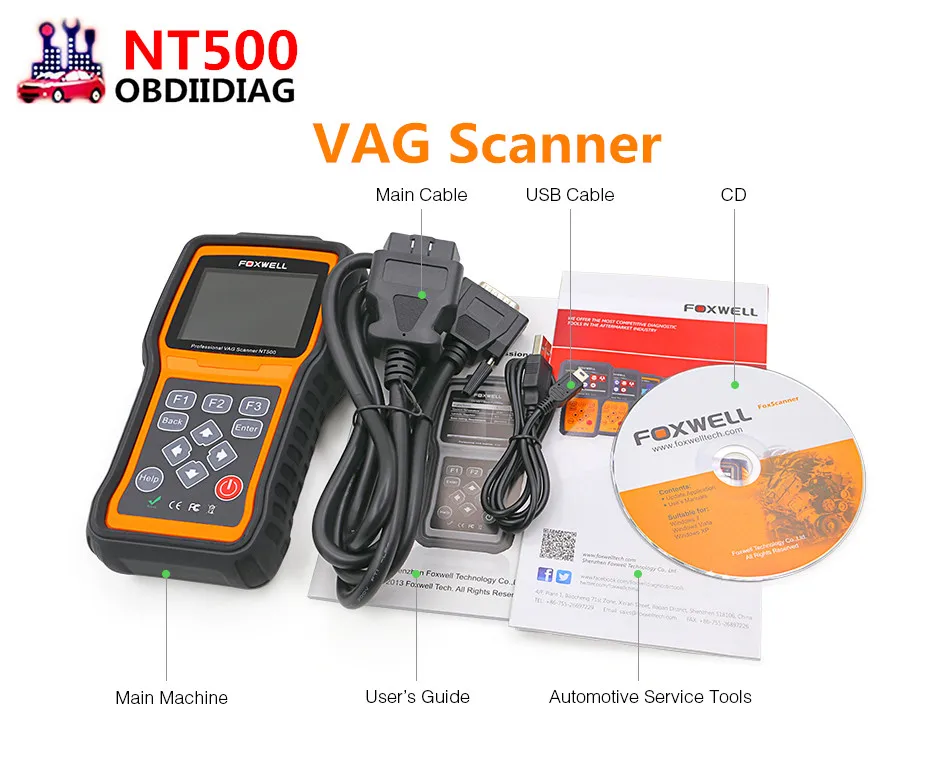 

Foxwell NT500 VAG Scanner Diagnostic Scan Tools OBDII All Systems Including Engine Airbag ABS A/T