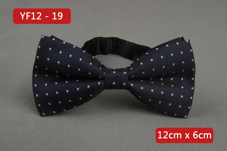 YISHLINE NEW Men's Bow Tie Gold Paisley Bowtie Business Wedding Bowknot Dot Blue And Black Bow Ties For Groom Party Accessories - Цвет: YF12-19