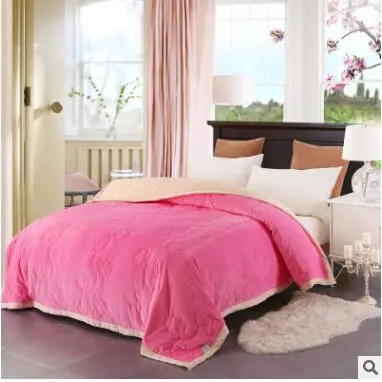 Новинка, простое стеганое фланелевое одеяло, трехслойное стеганое хлопковое Утепленное зимнее Коралловое Флисовое одеяло, плюшевое одеяло - Цвет: pink red