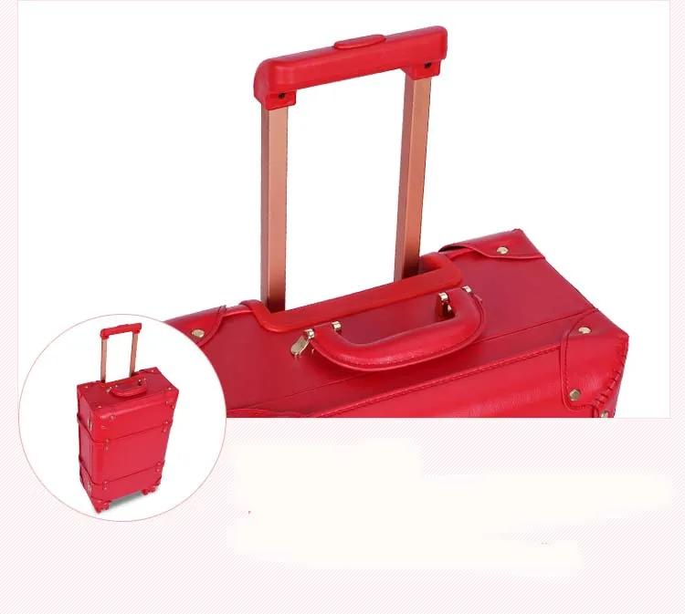 Ретро чемодан набор красная тележка дело женская косметичка багажное универсальное колесо шкатулка для приданого невесты дорожная сумка