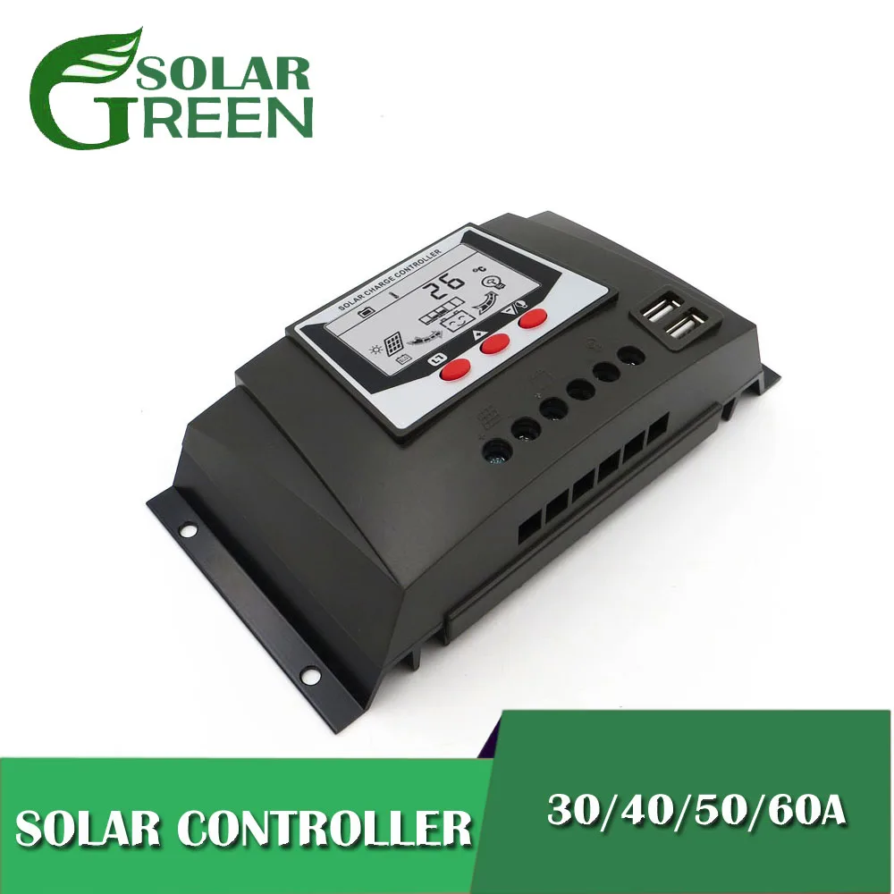 

Charger Regulators 30A 40A 50A 60A PWM Solar Charger controller 12V 24V Auto Backlight LiFePO4 lithium Battery 3.2V 3.7V