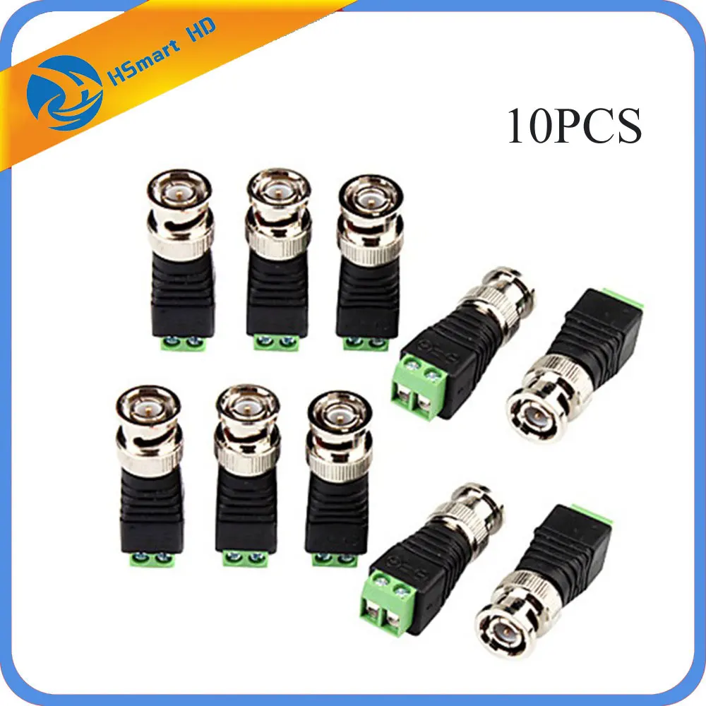 10PCS BNC Male CCTV Video Adapter Coaxial Coax Balun Camera TV