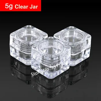 

100PCS 50PCS 5ml Empty Acrylic Clear Cosmetic Container Bottle Jar Square Small Sample Jar Nail Case Eye Cream Acrylic Jar 5g