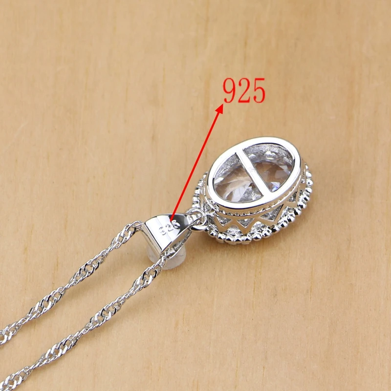 925 пробы серебряные ювелирные изделия Белый Циркон Ювелирные наборы для женщин вечерние серьги/кулон/ожерелье/кольца