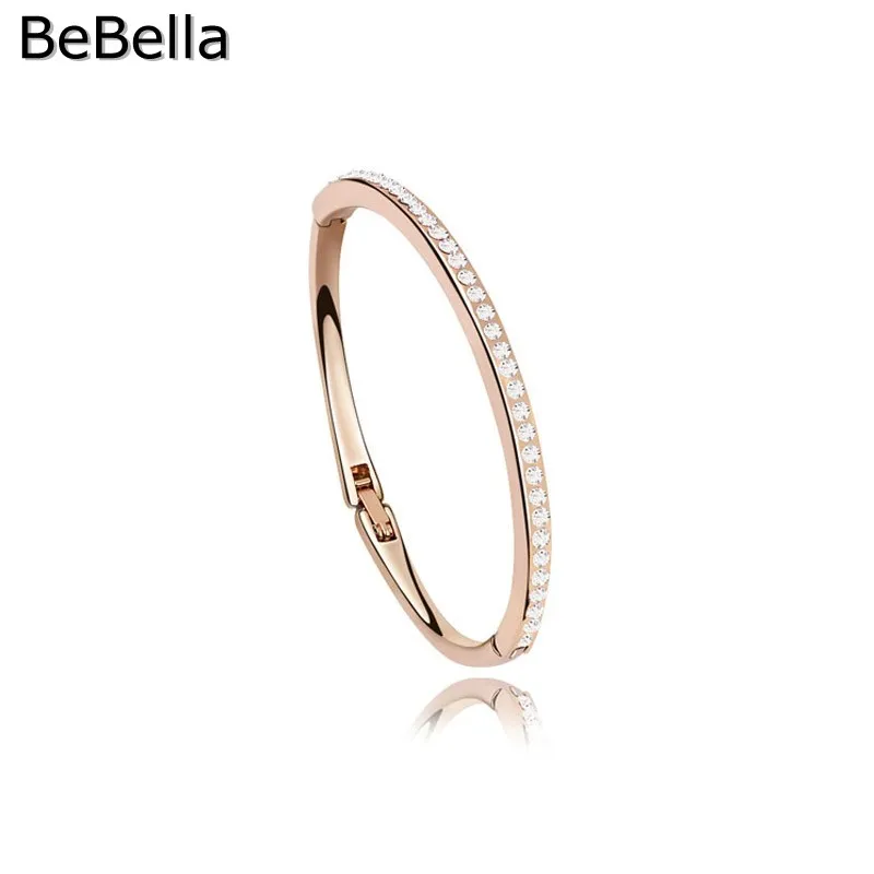 BeBella 1800050 Кристалл Тонкий браслет Сделано с чешскими кристаллами для женщин девочек Рождественский подарок - Окраска металла: Gold Crystal