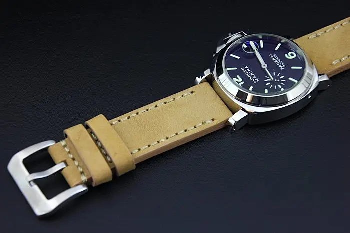 

20mm 22mm 24mm 26mm Khaki Genuine Leather Watchband, retro type watchband, suitable for PAM watches and rough Watch,Free Shipng