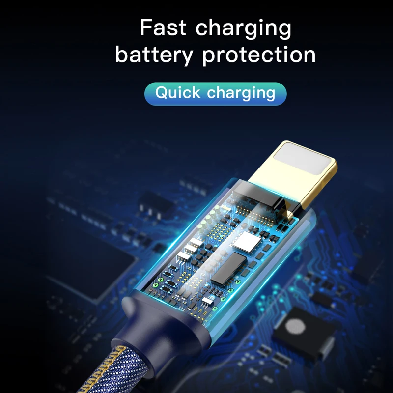 Baseus 2.4A كابل يو اس بي سريع شاحن كابل شحن ل فون X Xs XR 8 7 6 5 الجينز تصميم الهاتف المحمول شاحن البيانات الحبل