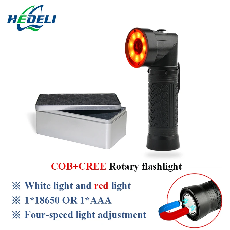 

Super bright multifunctional flashlight LED rechargeable waterproof torch red and white light 90 degree folding tactical lantern