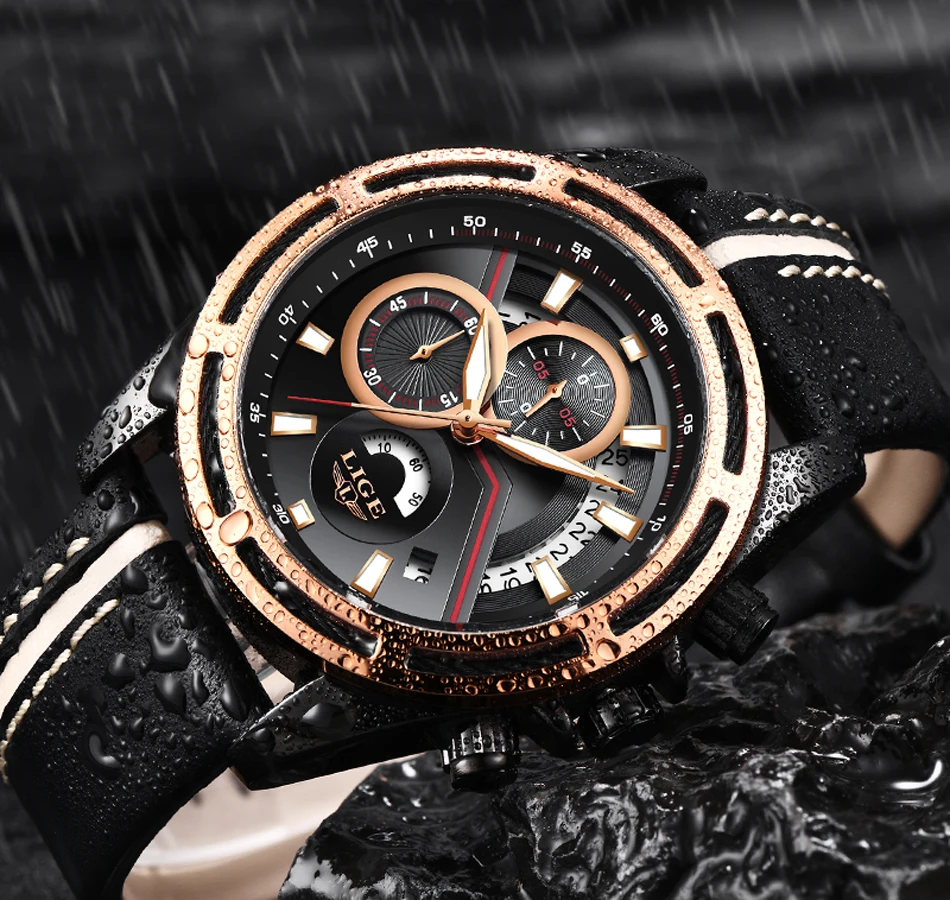 Новые LIGE мужские часы Топ бренд класса люкс синие военные спортивные часы мужские кожаные водонепроницаемые часы кварцевые часы Relogio Masculino