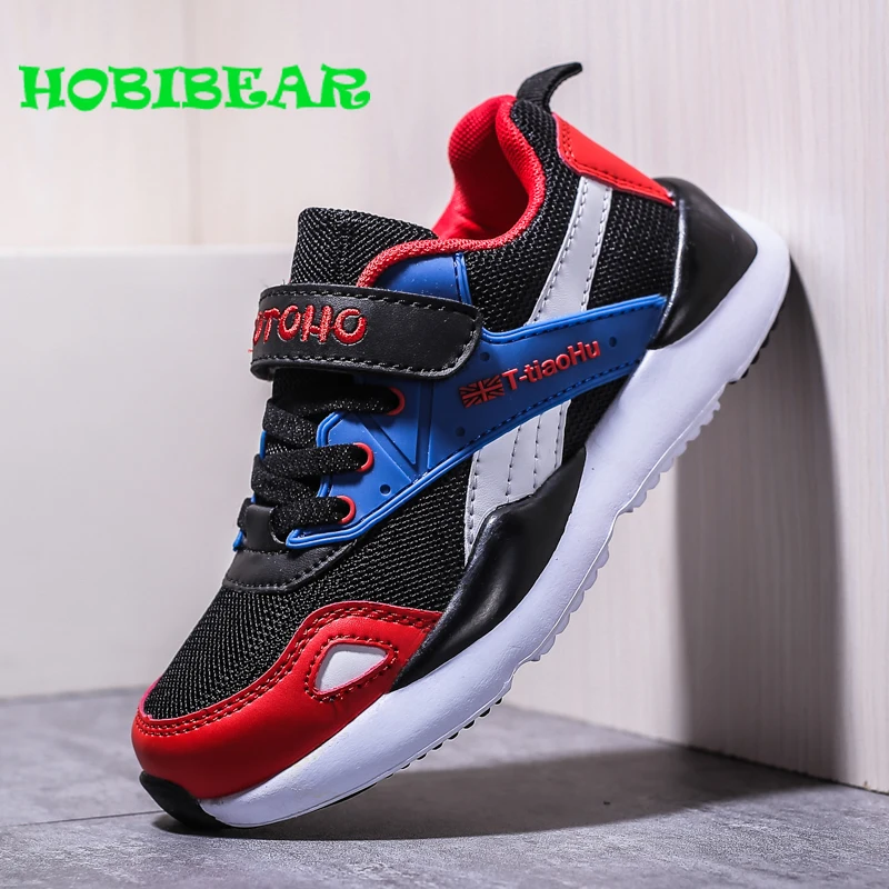

2019 New Cool Kids Boy Brand Sneakers Blue Black School Student Shoes for Boys Breathable Soft Flat Casual Shoes Kids Shoe Sport