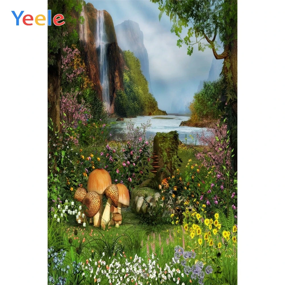 

Fantasy Wonderland Mountain Waterfall Forest Photography Backdrop Baby Birthday Party Photographic Background For Photo Studio