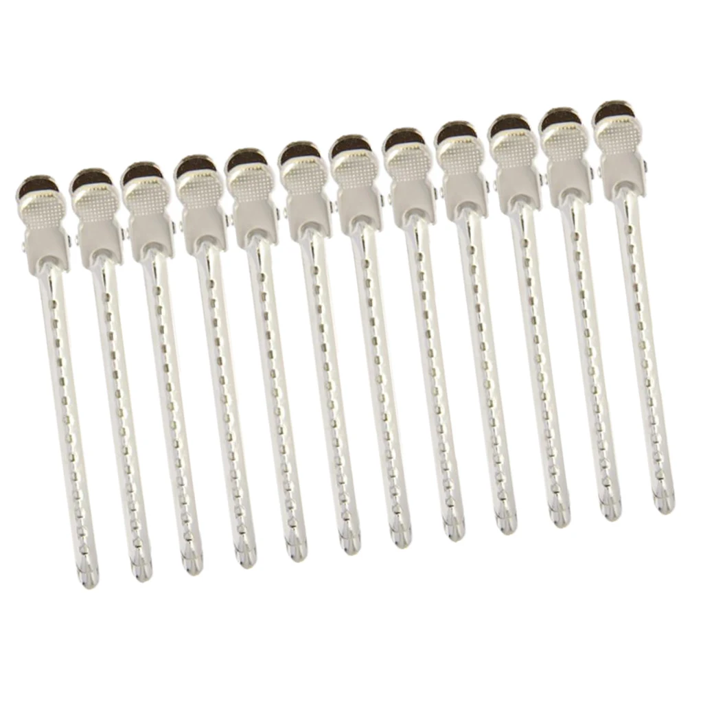 12pcs Steel Hair Sectioning Clip Clamp Claw Salon Hairdressing Grip