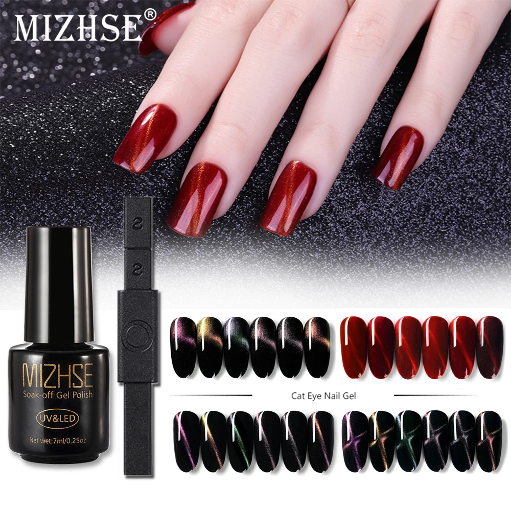 

MIZHSE 5D Magnet Cat Eye Nails Gel Polish Hybrid Varnish Semi Permanent Nails Lacquer Base Top With Strong Magnetic Board