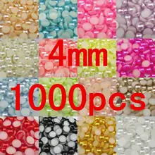 free shipping many colors resin half pearls round beads 4mm 1000pcs flat back beads nail art decorate diy