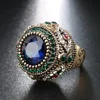 Kinel Fashion Gold Antique Ring For Women Boho Blue Resin Inlay AAA Crystal Punk Charm King Ring Vintage Jewelry ► Photo 3/6