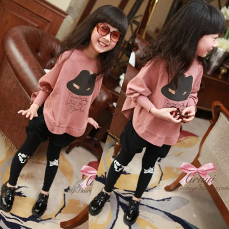 Детская одежда костюмы для девочек Лидер продаж, весенне-осенний спортивный комплект из чистого хлопка с героями мультфильмов для девочек, комплект из двух предметов для отдыха для детей от 4 до 12 лет